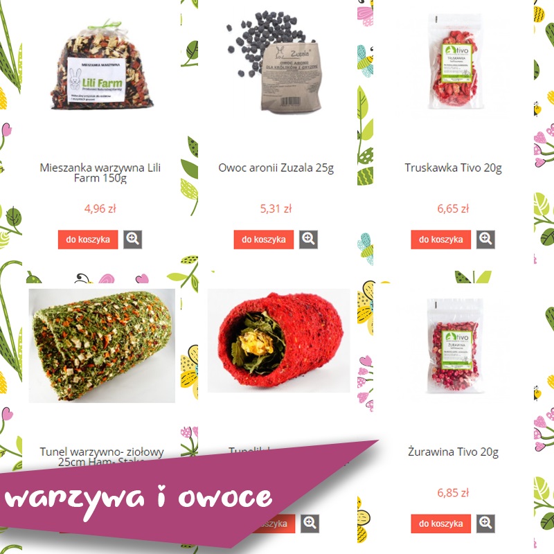 owoce, warzywa dla królika